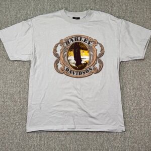 Vintage Harley Davidson Eagle T Shirt Made USA Houston Texas Gray